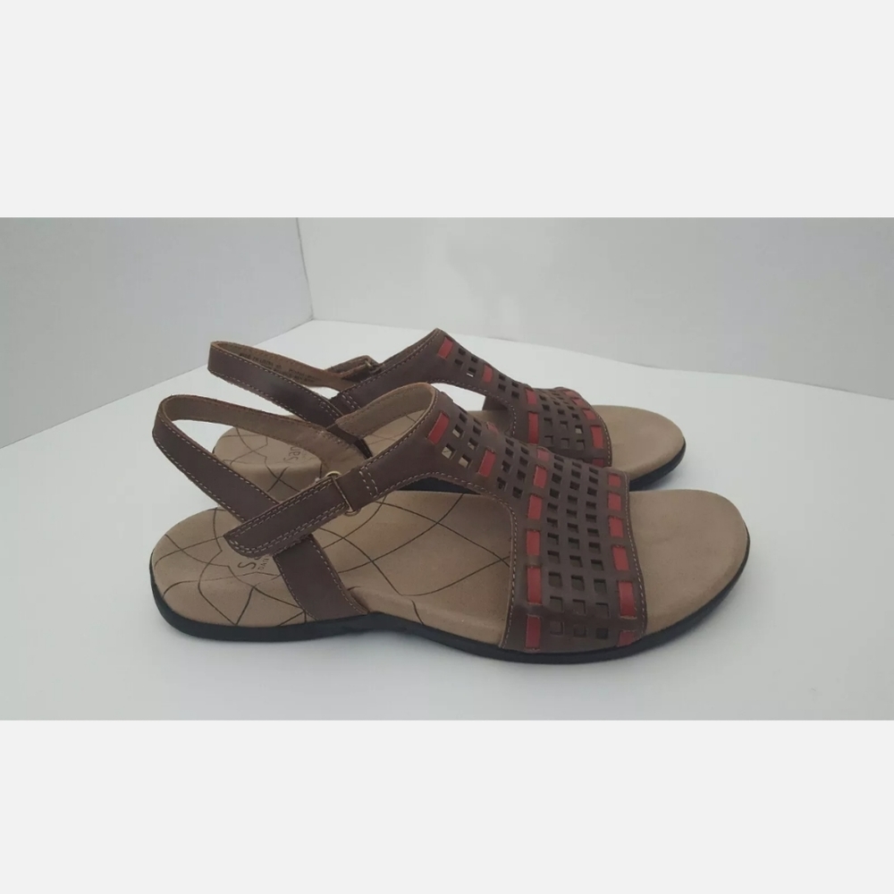 Sanita Brown Leather Slingback Perforated sandals